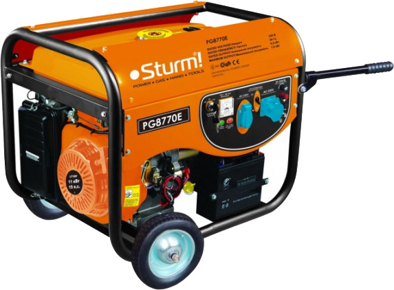 Генератор бензиновий STURM 1 фаза (220В), 6,5кВт, (PG8770E)
